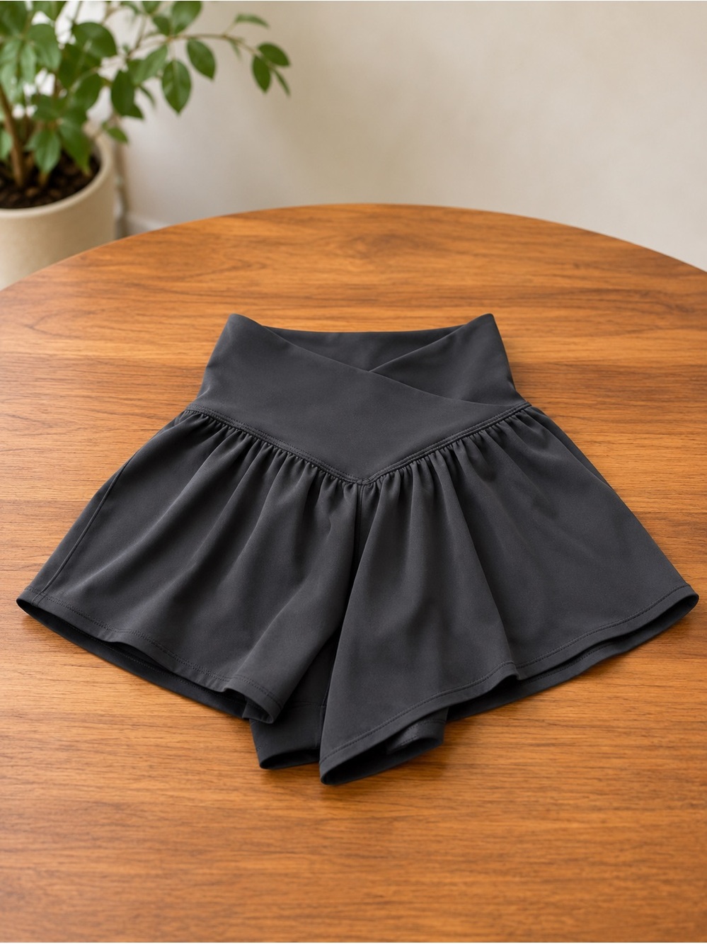 aerie Black High-Waist Skater Shorts